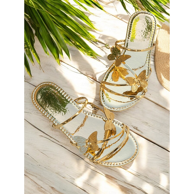 Women's Black Butterfly-Strap Flat Sandals – Stylish Open-Toe Casual Sandals for Beach, Vacation & Everyday Wear3