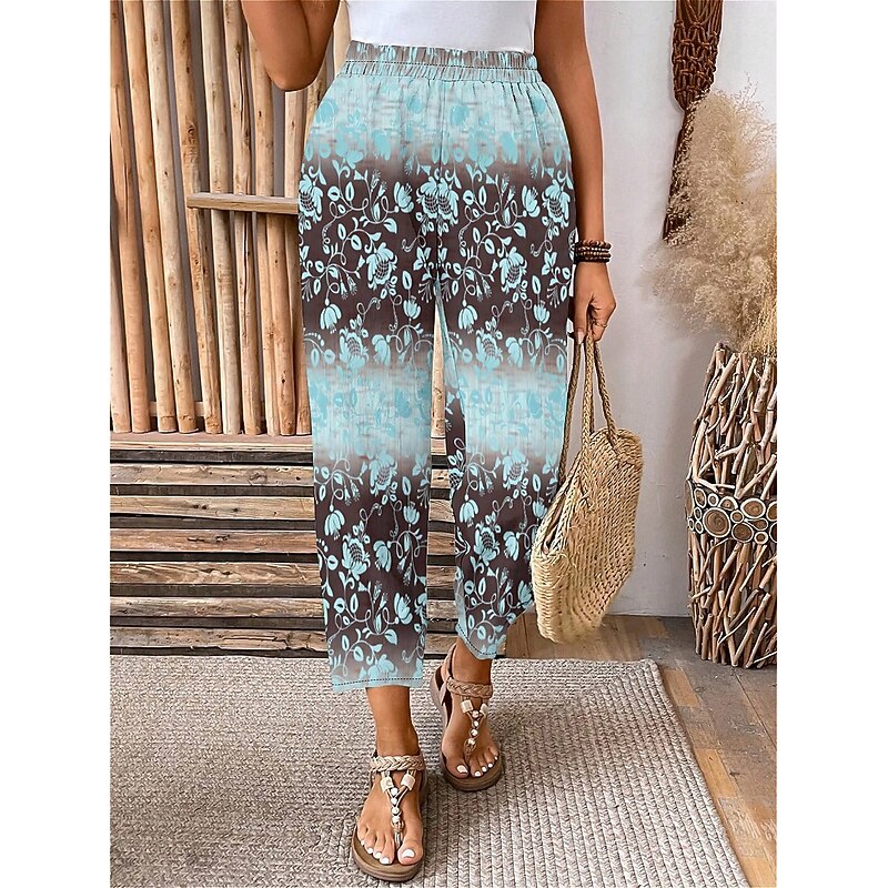 Women's EU / US Size Slacks Capri Pants Chino Calf-Length Natural Graphic Plaid Patterned Patchwork Stylish Printing Breathability Soft Outdoor Micro-elastic Casual Daily Festival3