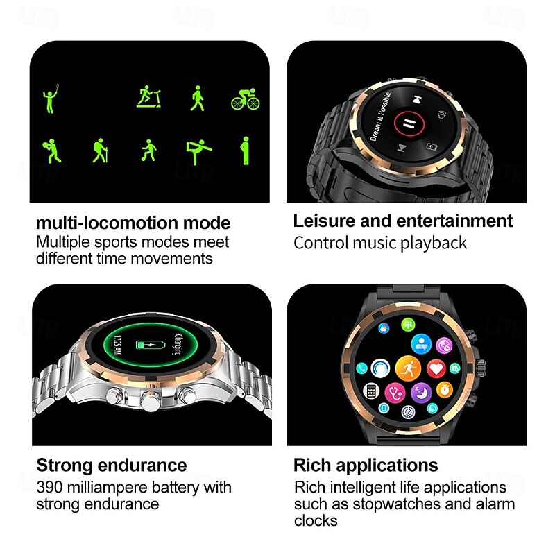 696 HK98 Smart Watch Fitness Tracker ECG PPG Bluetooth Call Reminder Android iOS IP67 48mm 1.43"3