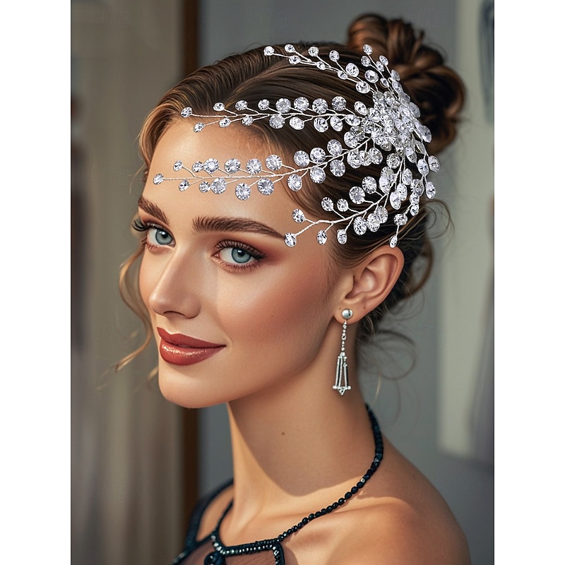 Crystal Rhinestone Bridal Hair Accessory – Elegant Flower and Leaf Design Headpiece for Women – Perfect for Weddings, Parties and Special Occasions2