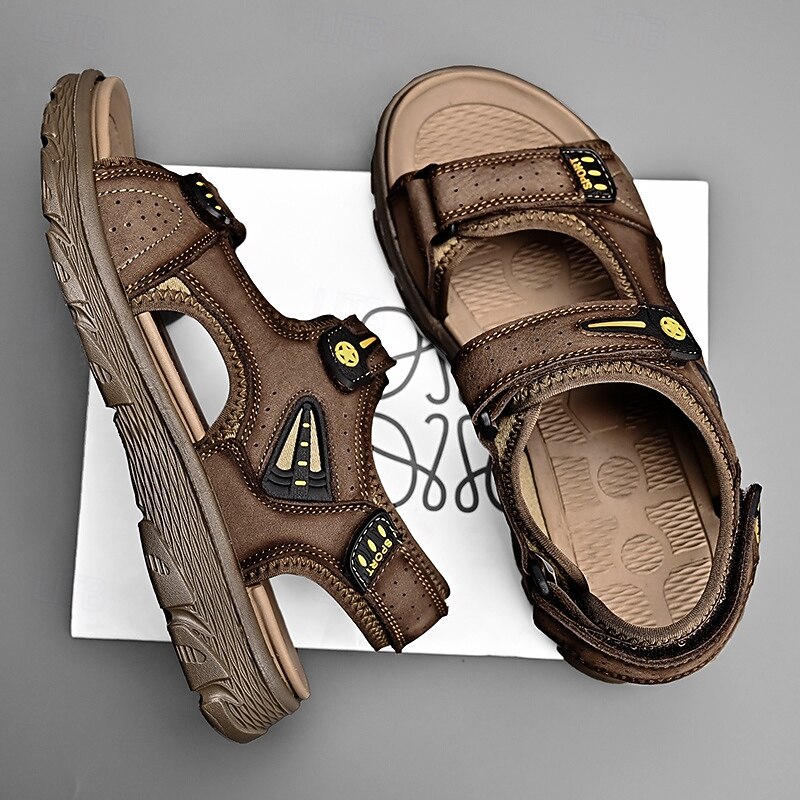 Men's Brown Sport Sandals with Adjustable Velcro Straps, Breathable Design and Durable Sole for Outdoor, Hiking and Casual Summer Wear3