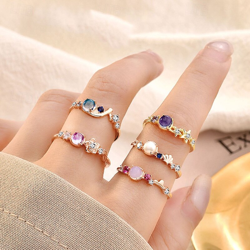 Anime Cartoon Princess Cosplay Ring Women Cute Crown Zircon Adjustable Opening Luxury Rings Jewelry Gift Accessories2