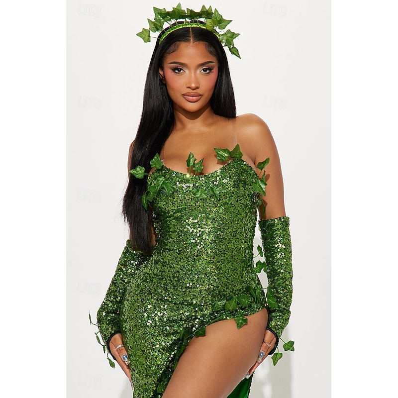 Poison Ivy Halloween Dress Carnival Costume Sexy Costume Adults' Women's Halloween Carnival Mardi Gras Carnival Party Easy Halloween Costumes Dress Up3