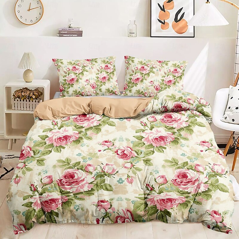 Floral Duvet Cover Set Cotton Tropical Plants Pattern Set Soft 3-Piece Luxury Bedding Set Home Decor Gift Twin Full King Queen Size Duvet Cover3