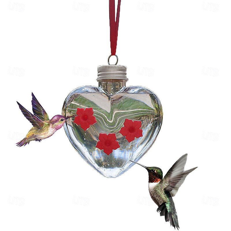 Mason Bird Feeders, Love Shaped Jar Mason Jar Hummingbird Feeder, Cute Hangable Hummingbird Feeder With Feeding Ports for Outdoor Garden Decor2