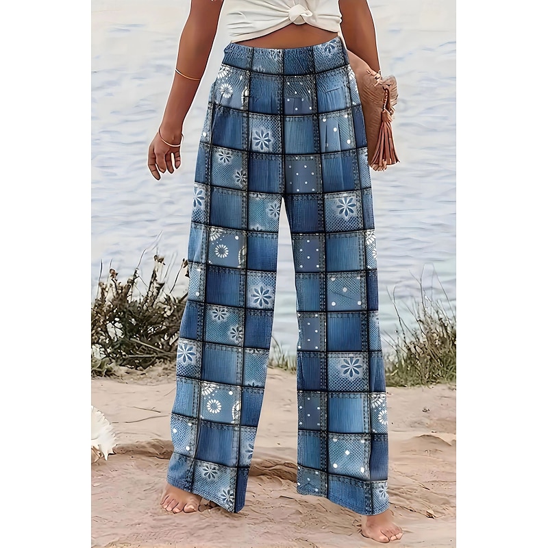 Women's Cropped Pants Casual Full Length Natural Printing Comfortable Micro-elastic Casual Daily Pink Blue Orange Spring Loose Fit
