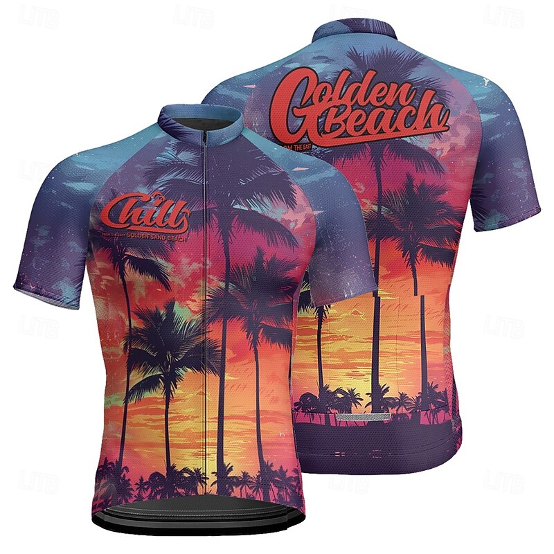 Men's Cycling Jersey Graphic Short Sleeve Bike Tee Tshirt Jersey with 3 Rear Pockets Mountain Bike MTB Quick Dry Anatomic Design Wicking Breathable Sports Blue Purple Clothing Apparel