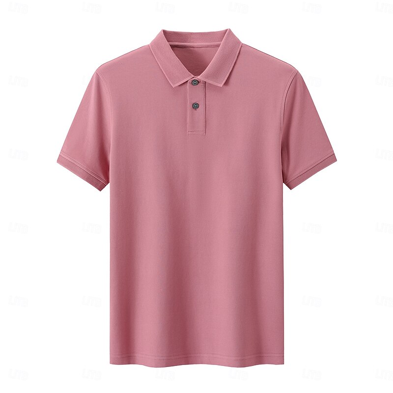Men's Cotton Linen Polo Work Street Turndown Short Sleeve Vacation Fashion Solid Color Buttons No Pilling Summer Spring Dark Grey Dark Pink Navy Blue Beige4