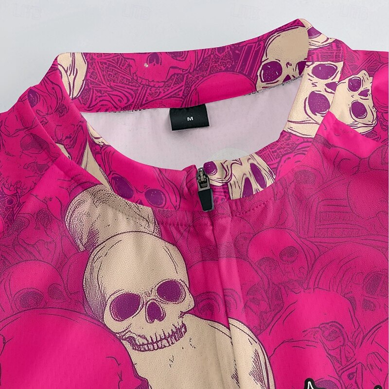 Men's Cycling Jersey Skull Short Sleeve Bike Tee Tshirt Jersey with 3 Rear Pockets Mountain Bike MTB Quick Dry Anatomic Design Wicking Breathable Sports Violet Dark Purple Red Clothing Apparel3