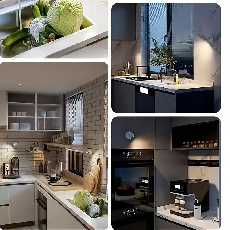 Tri-Color Dimmable LED Spotlight 360° Rotating Touch Control Magnetic Wall Mount Perfect for Bedroom, Living Room, Staircases and Cabinets4