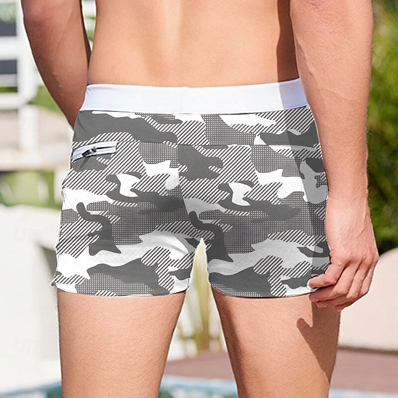 Men's Camouflage Swim Trunks Swim Shorts Board Shorts Mid Waist 3D Print Hawaiian Surfing Holiday Beach Drawstring with Mesh lining Elastic Waist Designer Clothing Apparel2