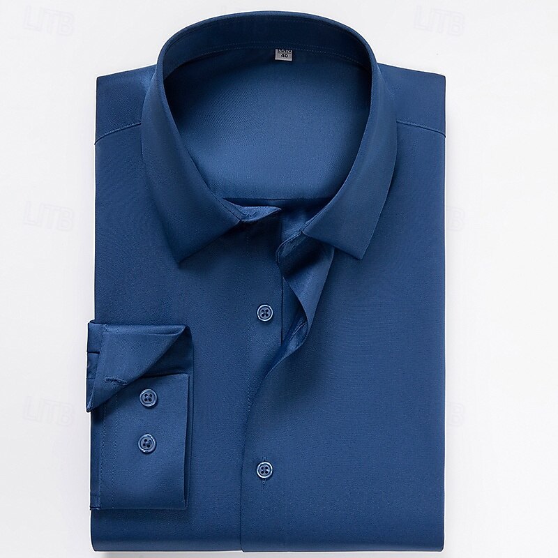 Men's Shirt Dress Shirt Button Up Shirt Plain Wedding Party Black White Wine Royal Blue Long Sleeve Lapel Spring Fall Clothing Apparel3