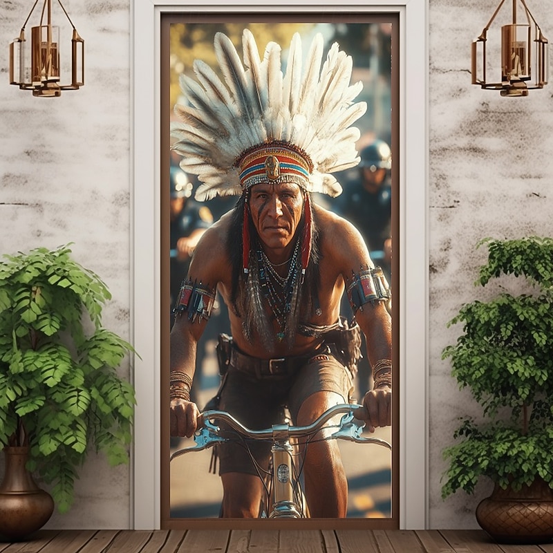 Indian Riding Door Decorations Door Covers Door Tapestry Door Curtain Decoration Backdrop Indoor/Outdoor Door Banner for Front Door Farmhouse3
