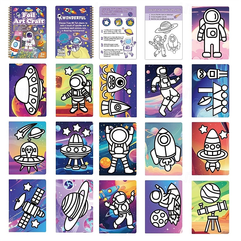 Foil Art Kit for Kids No Mess Art for Kids Fun Craft Kits & Supplies DIY Creative Activities Travel Toys Gifts for Girls & Boys Ages 4 5 6 7 8 93