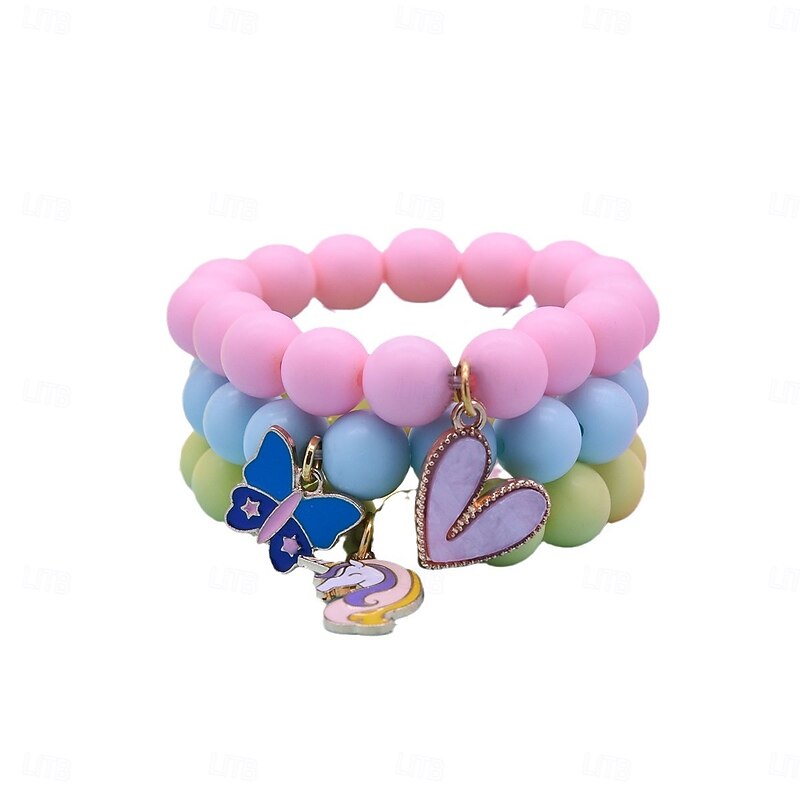 3pcs Cute Sun Flower, Rainbow Charm Beaded Unicorn Sun Flower Rainbow Bracelets Set2