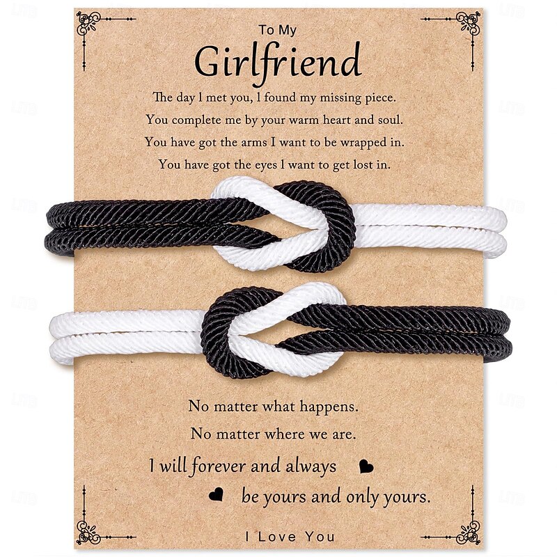 Adjustable Rope Couples Bracelets for Men, Boyfriend, Girlfriend, Soulmate, Husband, Wife Anniversary Valentines Day Birthday Christmas Gift for Him and Her2