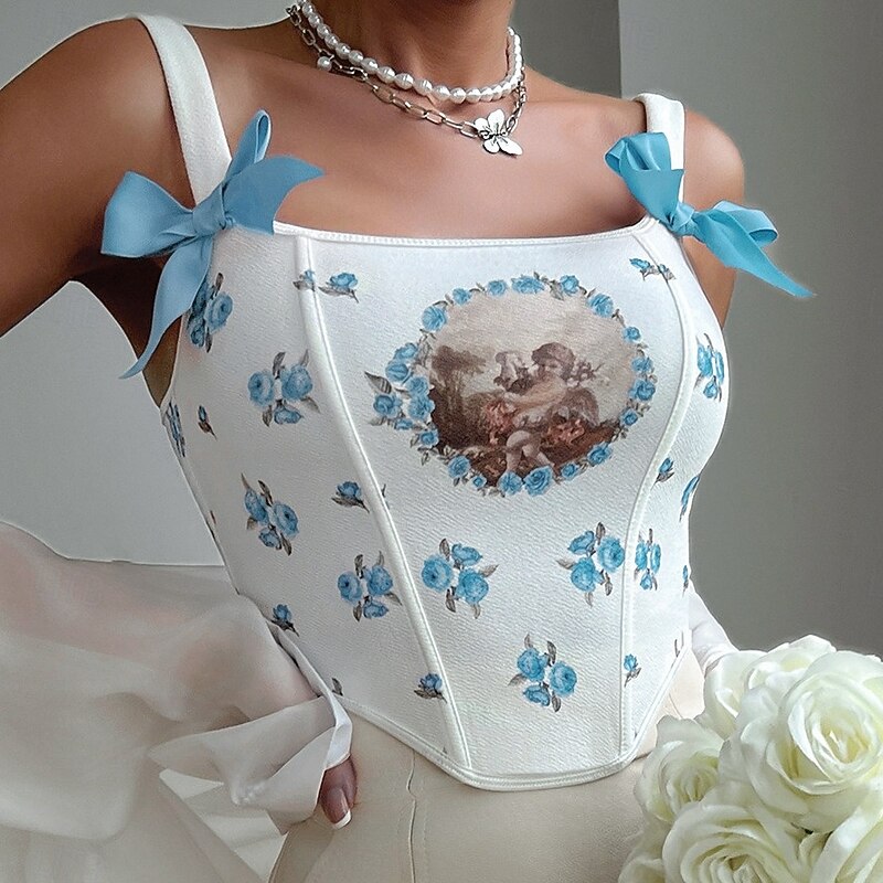 Retro Vintage Medieval Renaissance Corset Vest Oil Painting Angel Fancy Dress Women's Halloween Carnival Vacation Party Casual Daily Adults' Corset4