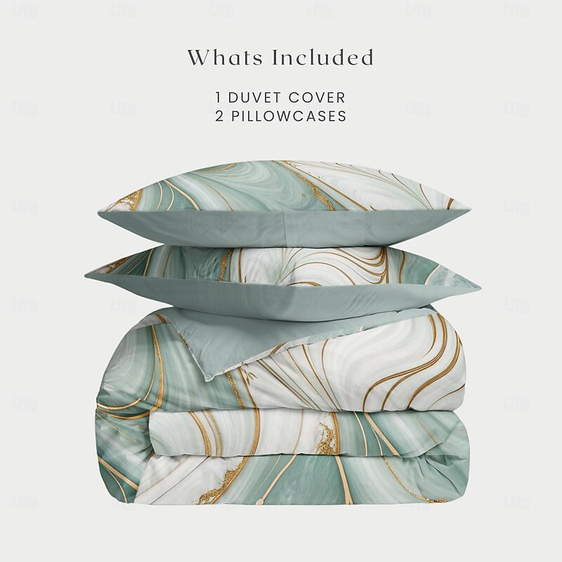 Marble Pattern Duvet Cover Full Size Bedding Set Bed Sets Quilt Cover Soft Lightweight Comforter Cover with 2 Pillowcases for Summer Spring3