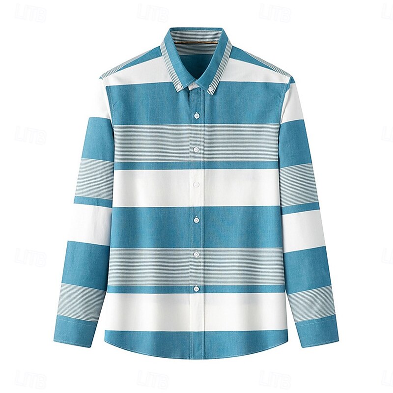 Men's Oxford Shirt Light Khaki Light Grey Dark Grey Blue White Long Sleeve Color Block Button Down Collar School Wedding Color Block Clothing Apparel Neutral Fashion Daily