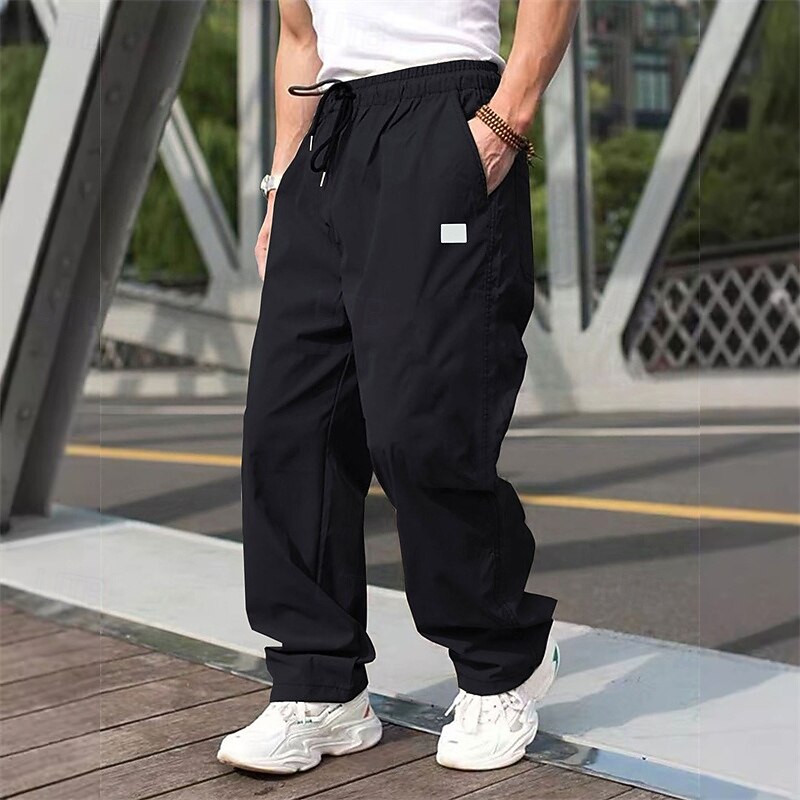 Men's Cargo Pants Trousers Pocket Drawstring Elastic Waist Plain Wearable Outdoor Daily Camping & Hiking Fashion Classic Black Army Green2