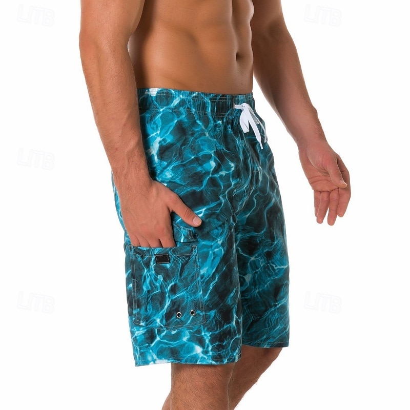 Men's Swim Trunks Swim Shorts Board Shorts Bottoms Drawstring with Pockets Swimming Surfing Beach Water Sports Gradient Printed Summer Spring3