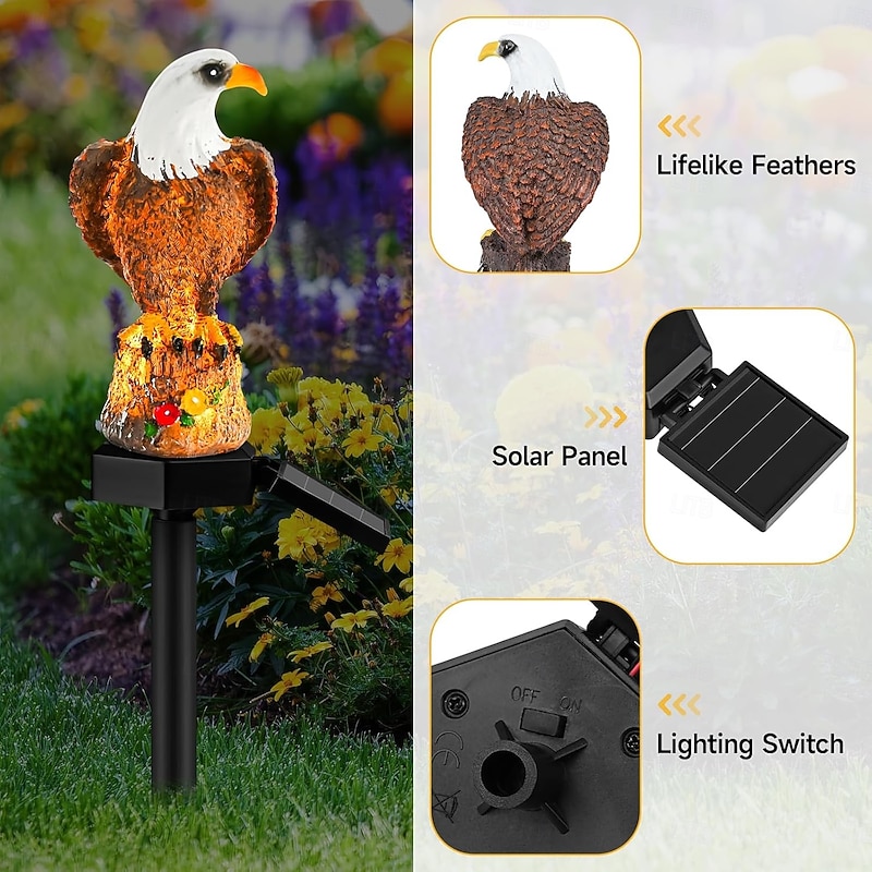 Garden Solar Stake Light, Solar Eagle Lights for Yard, Lawn and Patio Decoration, Bright Outdoor Eagle Statue for Stunning Ambience3
