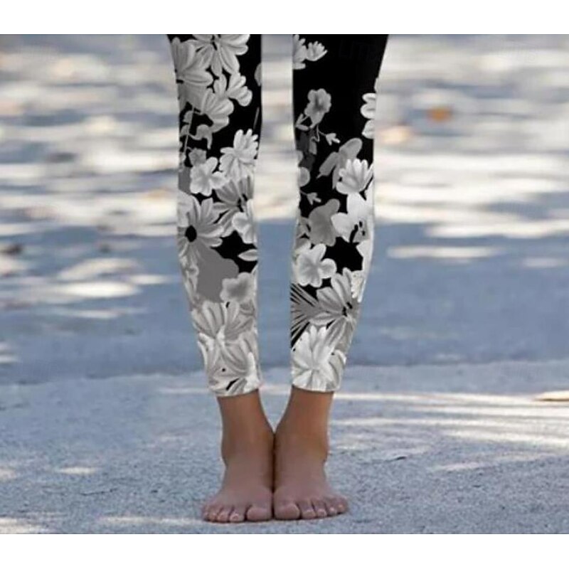 Women's Leggings Vintage Fashion Casual Ankle-Length High Waist Floral Graphic Printing Thermal Warm Soft Breathable Micro-elastic Vacation Casual Daily Black White Pink Blue Summer Spring Regular Fit3