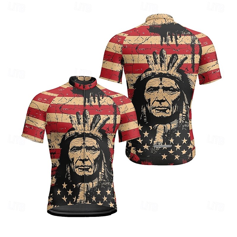Men's Cycling Jersey Graphic Short Sleeve Bike Tee Tshirt Jersey with 3 Rear Pockets Mountain Bike MTB Quick Dry Anatomic Design Wicking Breathable Sports Red Clothing Apparel