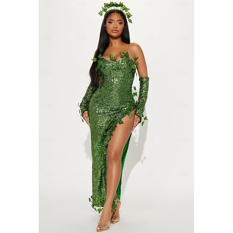 Poison Ivy Halloween Dress Carnival Costume Sexy Costume Adults' Women's Halloween Carnival Mardi Gras Carnival Party Easy Halloween Costumes Dress Up2