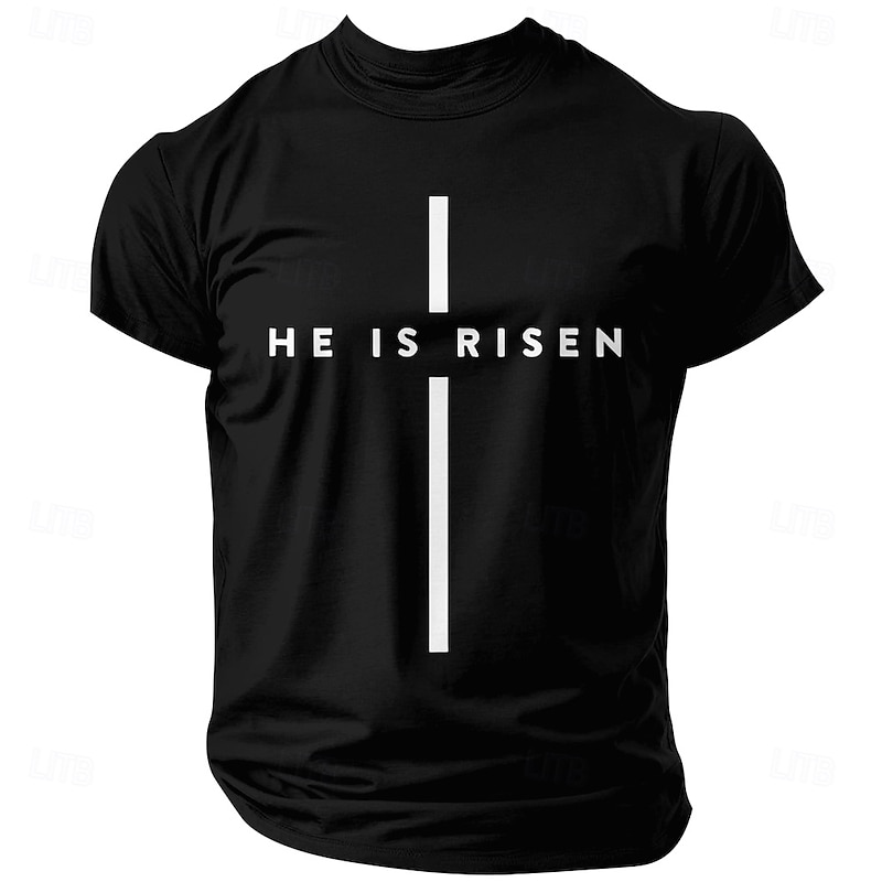 Men's HE IS RISEN Graphic T-Shirt - Christian Cross Faith Tee for Religious Lifestyle2