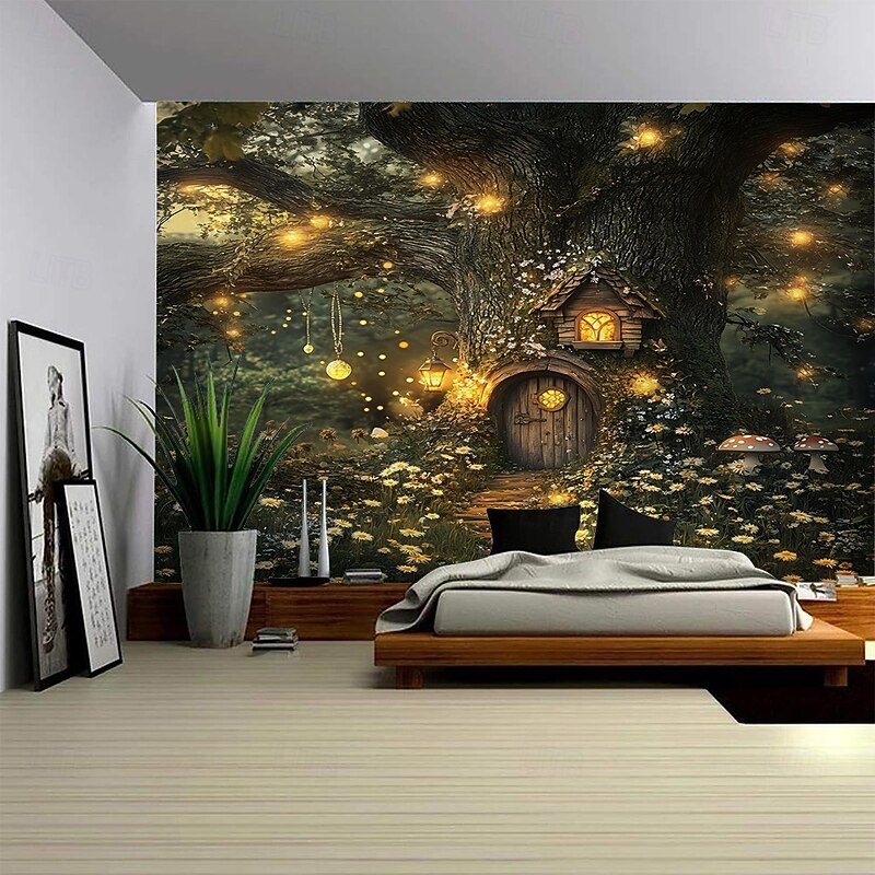 A Dreamy Plant Landscape Hanging Tapestry Mural Art Large Tapestry Mural Decoration Photo Background Carpet Curtain Home Bedroom Living Room Decoration3