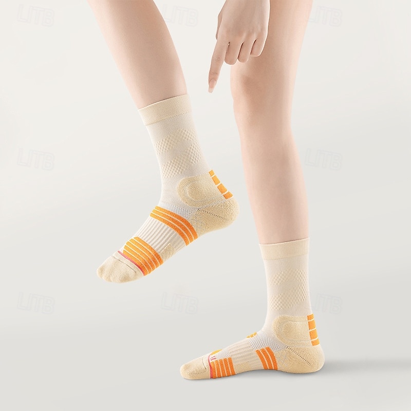 Men's Socks Compression Socks Bike Socks Sports Socks Athletic Socks Camping / Hiking Outdoor Exercise Cycling / Bike Bike / Cycling Anti-Slip Warm Non-Skid 1 Pair Winter Patchwork Cotton Blend Black3