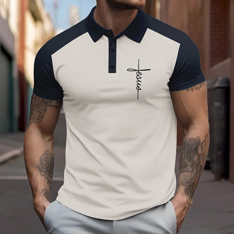 Men's Graphic Polo Short Sleeve Polo Shirts Collared Shirts Vintage Casual School Outdoor Daily Wear Home Wear 3D Print Summer White Blue Orange3