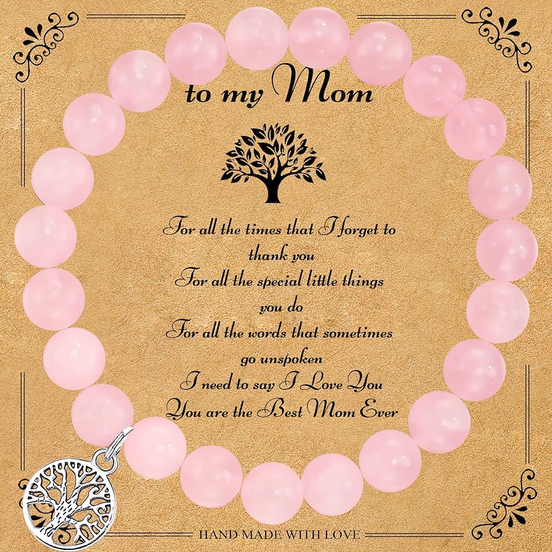 Tree of Life Bracelet Adjustable To My Mom Pink Quartz Purple Imperial Stone Pink Zebra Tree of Life Bracelet2