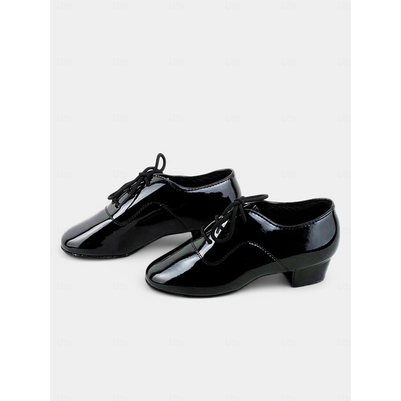 Children's Patent Leather Dance Shoes for Boys and Girls with Lace-Up Closure - Comfortable Ballroom, Latin, and Social Dance Footwear3