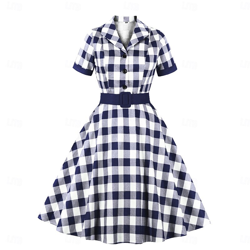 Retro Vintage 1950s Rockabilly Dress Swing Dress Plaid Fancy Dress Women's Carnival Masquerade Daily Wear Bachelorette Party Adults' Dress Homecoming Dresses2