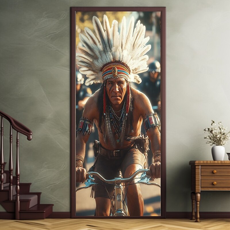 Indian Riding Door Decorations Door Covers Door Tapestry Door Curtain Decoration Backdrop Indoor/Outdoor Door Banner for Front Door Farmhouse