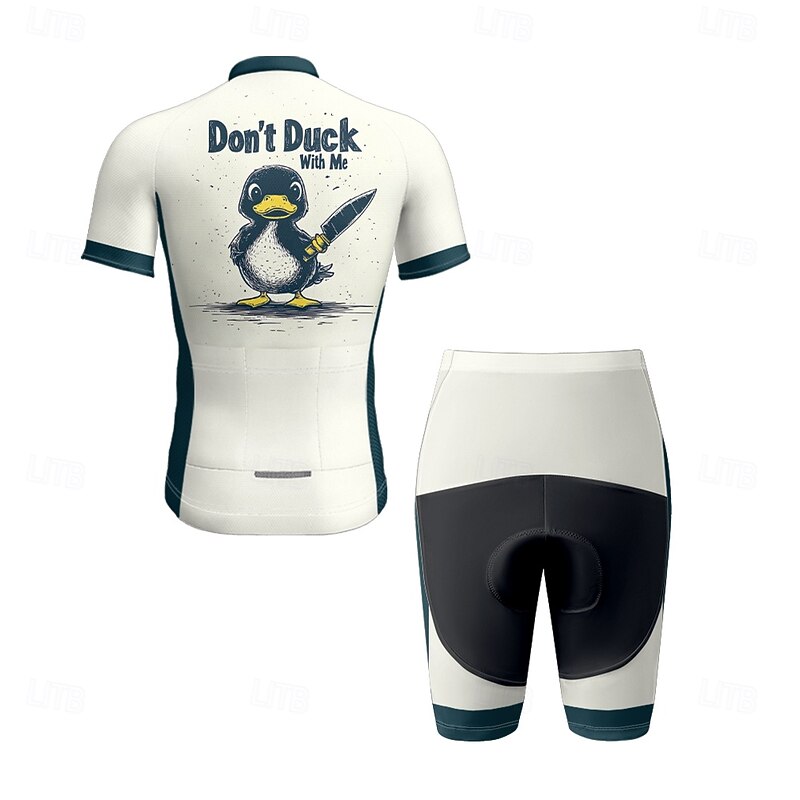 Men's Cycling Jersey with Shorts Cartoon Short Sleeve Bike Clothing Suit with 3 Rear Pockets Mountain Bike MTB Road Bike Cycling Front Zipper Sweat wicking Comfortable Breathable Sports Black White3