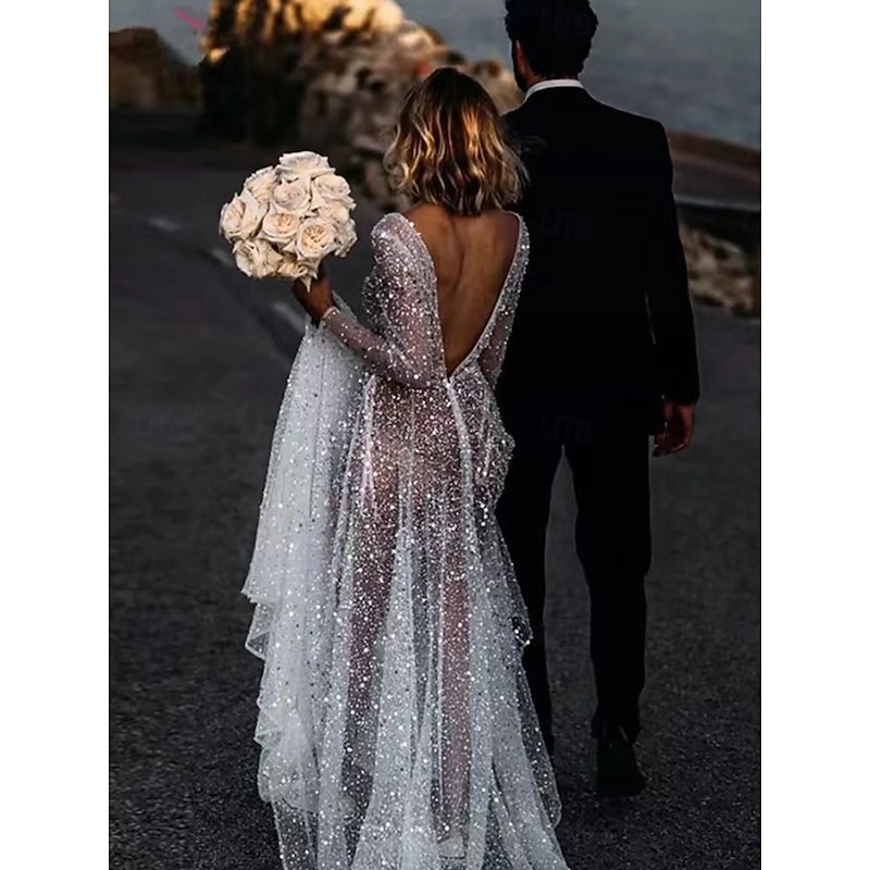 Wedding Dresses Ball Gown V Neck Long Sleeve Chapel Train Satin Bridal Gowns With Pleats Ruched2