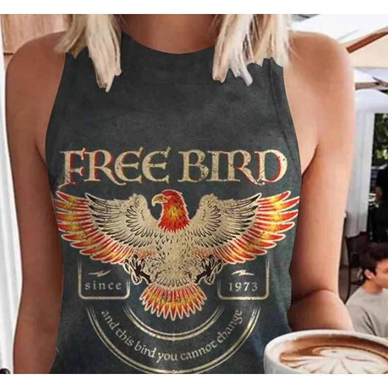 Women's Camisole Tank Top Sunflower Striped Stylish Casual Sleeveless Crew Neck Regular Tops Daily Print Black and gray Summer2