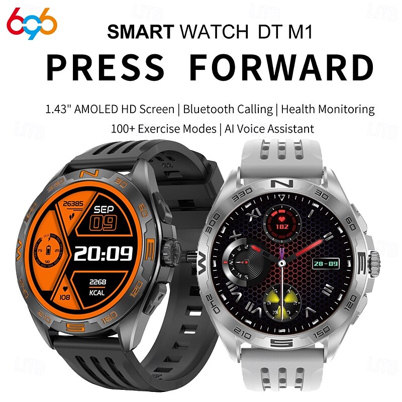 696 DTM1 Smart Watch 1.43 inch Smartwatch Fitness Running Watch Bluetooth Pedometer Call Reminder Sleep Tracker Compatible with Android iOS Women Men Hands-Free Calls Message Reminder IP 67 45mm2