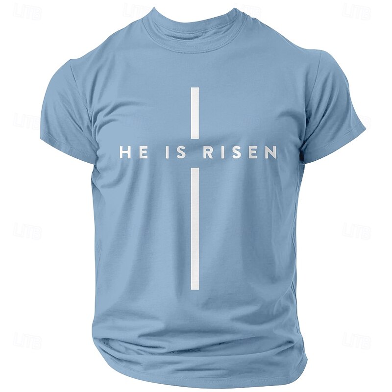 Men's HE IS RISEN Graphic T-Shirt - Christian Cross Faith Tee for Religious Lifestyle4