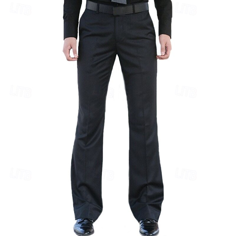 Men's Dress Pants Trousers Chinos Buttons Pocket Plain Comfort Formal Party Work Fashion Classic Style Dark Khaki Black Micro-elastic4