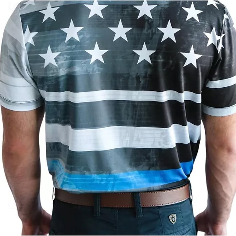 Men's Star Veterans Polo Short Sleeve Polo Shirts Collared Shirts Casual School Outdoor Daily Wear Home Wear 3D Print Summer Blue2