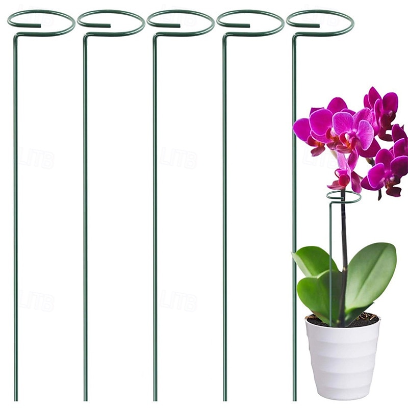 5 Packs of Metal Plant Support Stakes, Plant Stakes for Flowers, Single Stem Plant Support Ring Hoop,Plant Support Cages for Potted Plants Tomato Rose Vine
