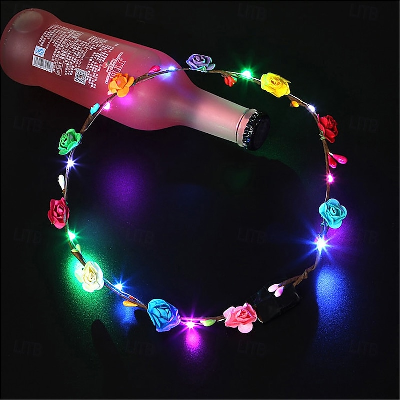 LED Flower Crown Headband, Glowing Floral Garland with 10 LEDs for Women & Girls Perfect for Weddings, Festivals Parties4