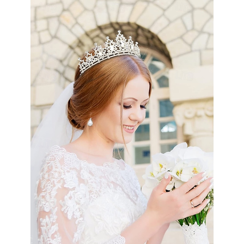 Women's Silver Rhinestone Tiara and Jewelry Set – Elegant Necklace, Earrings, and Crown for Weddings, Pageants and Special Occasions3