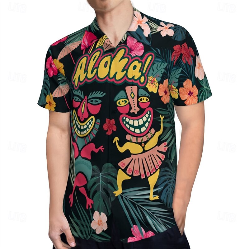 Retro Vintage 1970s Shirt Aloha Shirt Hippie Graphic Fancy Dress Men's Vacation Party Pride Parade Adults' Shirt3