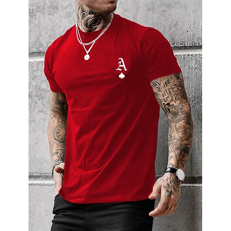 Men's Tee Short Sleeve Shirt Tee Top Short Sleeve Crewneck Spring &  Fall Letter Print Fashion Designer Print Vacation Street Going out White Black Red Top Tee for Men4