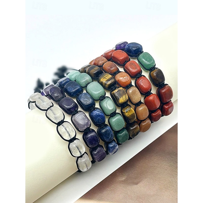 Multicolor Natural Stone Bracelet for  Women  Adjustable Macrame Cord, Healing Crystals, Boho Chic Style  Ideal for Spiritual, Casual, or Everyday Wear3